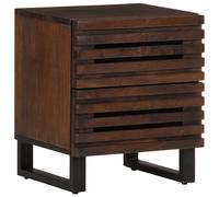 Bedside Cabinet Brown Solid Mango Wood 40x33x46 cm 2 Drawer Nightstand Rustic UK