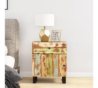 Bedside Cabinet Multicolour Solid Mango & Engineered Wood 50x33x60cm Metal Legs