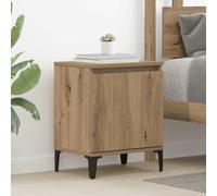 Bedside Cabinet Smoked Oak 40x30x50cm Engineered Wood with Metal Legs EasyClean
