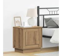 Bedside Cabinet with LED Strip Lights Engineered Wood Modern Nightstand vidaXL
