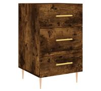 Bedside Cabinet Smoked Oak 40x40x66 cm Engineered Wood Metal Legs with 1 Drawer