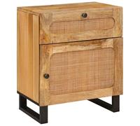 vidaXL Bedside Cabinet Beige 50 x 33 x 60 cm Solid Mango Wood, Bedroom, Rectangu