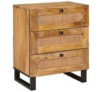 vidaXL Bedside Cabinet Beige 50 x 33 x 62 cm Solid Mango Wood, Ample Storage, Re