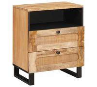 vidaXL Bedside Cabinet Beige 50 x 33 x 62 cm Solid Mango Wood, Elegant Wooden Ni