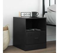 vidaXL Bedside Cabinet Black 34.5x39x44 cm Steel