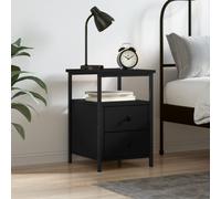 vidaXL Bedside Cabinet Black 34x35.5x50 cm Engineered Wood