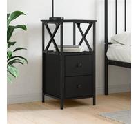 Vidaxl Bedside Cabinet Black 34X35.5X70 Cm Engineered Wood, Black
