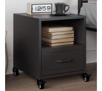 vidaXL Bedside Cabinet Black 36x39x43.5 cm Steel