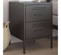 vidaXL Bedside Cabinet Black 36x39x50.5 cm Steel