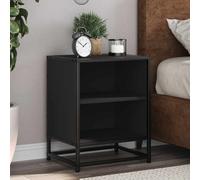 Bedside Cabinet Black 40x31x50 cm Engineered Wood & Metal Nightstand CompactSize
