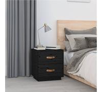 vidaXL Bedside Cabinet Black 40x34x45 cm Solid Wood Pine