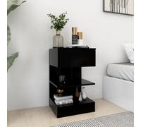 vidaXL Bedside Cabinet Black Engineered Wood Table Nightstand Storage Cabinet