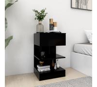 vidaXL Bedside Cabinet Black 40x35x65 cm Engineered Wood
