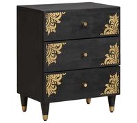 vidaXL Bedside Cabinet Black 50 x 33 x 62 cm Solid Mango Wood