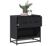 Bedside Cabinet Black 60x31x60 cm Engineered Wood & Metal 2-Drawer Nightstand UK