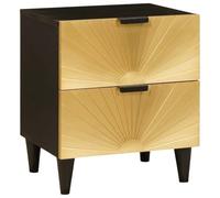 vidaXL Bedside Cabinet Black and Gold 40 x 33 x 46 cm Engineered Wood, Acacia Wood Nightstand, Rustic Bedside Cabinet, Durable Bedroom Furniture, Compact Table with Storage, Elegant Design