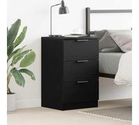 Vidaxl Bedside Cabinet Black Oak Engineered Wood Storage Bedside Table, Black