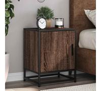 vidaXL Bedside Cabinet Brown Oak 40x31x50 cm Engineered Wood and Metal