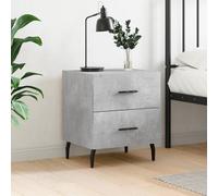 Bedside Cabinet Concrete Grey 40x35x47.5cm Engineered Wood Metal DrawersIronFeet