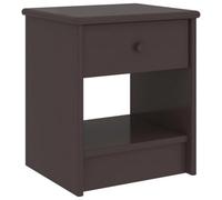 vidaXL Solid Pinewood Bedside Cabinet Dark Brown 40 cm Wooden Side End Table