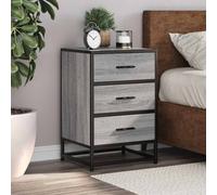 vidaXL Bedside Cabinet Grey Sonoma 40x34.5x60 cm Engineered Wood and Metal
