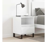 Bedside Cabinet High Gloss White 40x35x50 cm Engineered Wood & Metal Modern UK