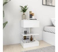 vidaXL Bedside Cabinet High Gloss White Engineered Wood Table Storage Cabinet