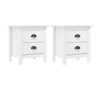 vidaXL Bedside Cabinet Hill 2 pcs White 46x35x49.5 cm Solid Pine Wood