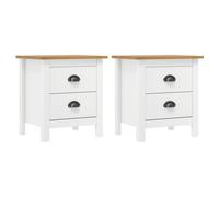 vidaXL Bedside Cabinet Hill 2 pcs White 46x35x49.5 cm Solid Pine Wood