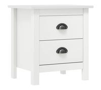 vidaXL Solid Wood Pine Bedside Cabinet Hill White Wooden Sideboard Bed Stand