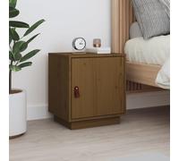 Bedside Cabinet Honey Brown Solid Pinewood with Faux Leather Handle 40x34x45 cm
