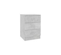 vidaXL Bedside Cabinet in Concrete Grey, 38x35x56 cm, Engineered Wood Nightstand with Three Drawers, Modern Design, Living Room and Bedroom Furniture