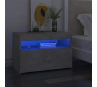 vidaXL 2x Bedside Cabinet & LED Lights Concrete Grey Chipboard Furniture Home