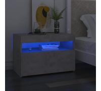 vidaXL Bedside Cabinet & LED Lights Concrete Grey Chipboard Nightstand Bedroom