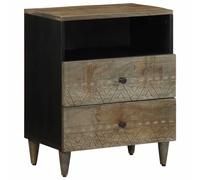 vidaXL Bedside Cabinet Light Grey 50x33x60 cm Solid Wood Mango, bedside table, n