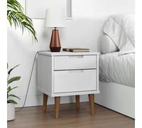 vidaXL Bedside Cabinet MOLDE White 40x35x48 cm Solid Wood Pine