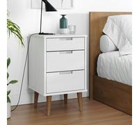 vidaXL Bedside Cabinet MOLDE White 40x35x65 cm Solid Wood Pine