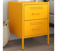 Bedside Cabinet Steel Mustard Yellow 36 x 39 x 50.5 cm 2-Drawer Small Nightstand