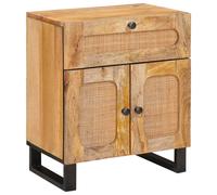 Bedside Cabinet Solid Mango Wood Natural 50x33x60cm 1 Drawer Rustic Handcrafted
