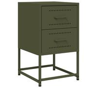 vidaXL Bedside Cabinet Nightstand Bed Table Bed Cabinet Olive Green Steel