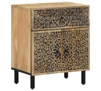 Bedside cabinet 50x33x60 cm Natural mango wood & iron legs Hand-carved RetroArt