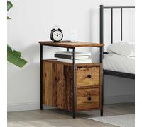 Bedside cabinet Old wood 30x60x60 cm Engineered wood with drawer & shelf storage