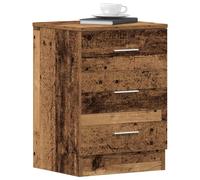 Bedside Cabinet Smoked Oak 38x35x56 cm Engineered Wood 3-Drawer Nightstand Slim