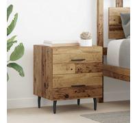 Bedside Cabinet Old Wood 40x35x47.5cm Engineered Wood 4-Drawer Mid-Century Black