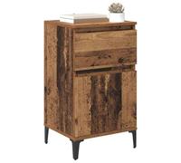 Bedside Cabinet Set of 2 Old Wood 40x35x39cm Engineered Wood Black Legs 1 Drawer