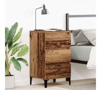 Bedside Cabinet Old wood 45x35x44cm Engineered wood 1 Drawer Steel legs Compact