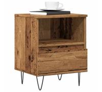 Bedside Cabinet White 40x35x50 cm Engineered Wood & Metal Legs Compact Drawers