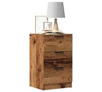 vidaXL Engineered Wood Bedside Cabinet - 3 Drawer Nightstand for Bedroom, Living Room - Old Wood Finish - 40x36x65 cm