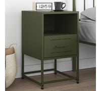 vidaXL Bedside Cabinet Olive Green 36x39x60.5 cm Steel