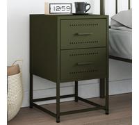 vidaXL Bedside Cabinet Olive Green 36x39x60.5 cm Steel